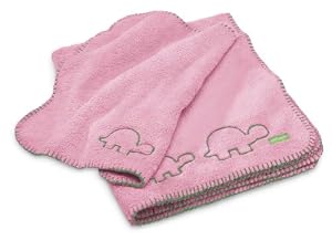 Ambajam Cuddle-Up Baby Blanket Set, Cotton Candy Pink/Green Trim