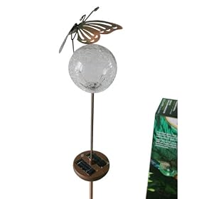 Buy Butterfly Crackle Glass Ball Stake Solar Pathway Light, Copper now!