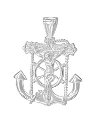 Sterling Silver Mariners Cross Pendant, 1 1/16 inch