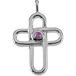 14K White Gold Amethyst Cross Pendant