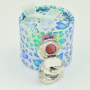 Toonykelly? Vintage Look Antique Silver Female Natural Red Turquoise Stone Adjustable Ring(1pcs)
