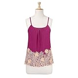 Floral Cutwork Red Violet Cotton Camisole (Petite, Tall & Misses Sizes XS-3X)