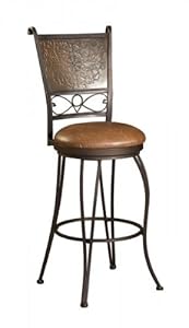 Bronze with Muted Copper Stamped Back Bar Stool, 30-Inch Seat Height