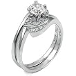 Sterling Silver Cubic Zirconia CZ Wedding Engagement Ring Set