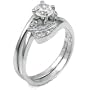 Sterling Silver Cubic Zirconia CZ Wedding Engagement Ring Set