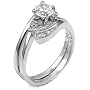Sterling Silver Cubic Zirconia CZ Wedding Engagement Ring Set