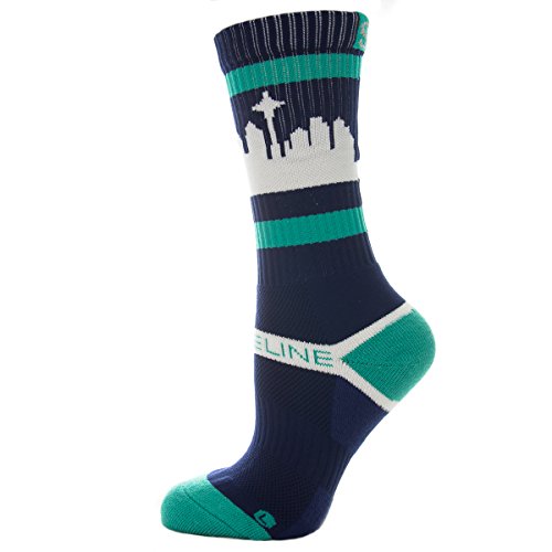 Strideline Athletic Crew Socks Seattle Teal/White Navy 112411 Strapped Fit Men's