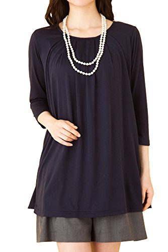 (Goldjapan)ゴールドジャパン 大きいサイズ レディース バックスリット マリン ボーダー トップス チュニック そで 七分袖 7分袖 ゆったり 着痩せ 体型カバー l1-46706