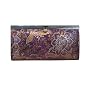 Gold Floral Print Purple Frame Clip Wallet