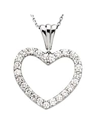 Diamond Heart Necklace in 14k White Gold