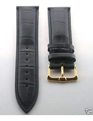 18mm Italian Leather Watch Band Strap for Omega Gold Black