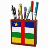 Central African Republic Flag Mahogany Wood Pencil Holder