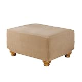 Casual Home Stretch Rib Ottoman Slipcover - Beach House Tan by 