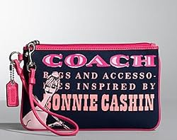 Coach Bonnie Girly Graphic Large Wristlet Bag Case Purse 42582 Navy Pink