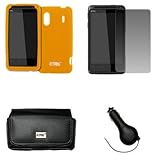 EMPIRE Black Leather Case Pouch with Belt Clip and Belt Loops + Orange Sili ....