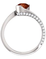 14K White Gold 6.00mm Round Cut Mozambique Garnet and Diamond Ring -- LIFETIME WARRANTY