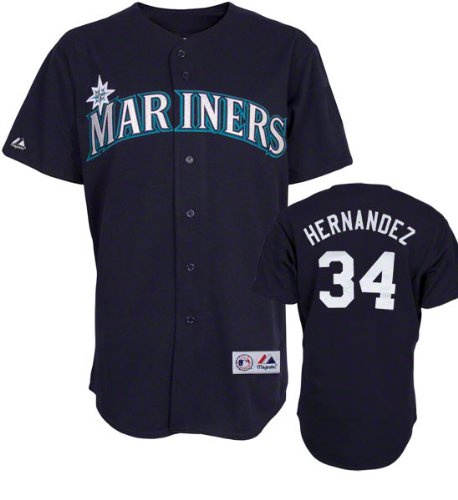 Felix Hernandez Jersey: Youth Majestic Alternate Navy Replica #34 Seattle Mariners Jersey