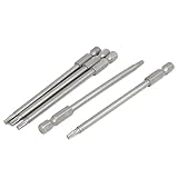 uxcell トルクスドライバービット 磁気 六角シャンク幅: 0.63mm 全長100mm