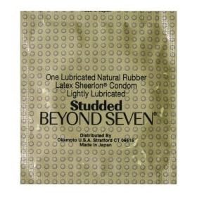 Beyond Seven Studded Sheerlon Latex Condoms, Lubricated, Ribbed Sensation