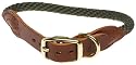 AKC Leather & Rope Dog Collar, 14-15-Inch, Green