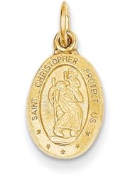 14k Yellow Gold Saint Christopher Medal Charm. Metal Wt- 0.82g