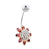 Pugster January Birthstone Sunflower Button Navel Body Jewelry Dangle Belly Ring