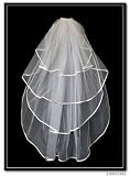 4t Ivory Beautiful Bridal Wedding Veils Fingertip with Ribbon Edge -I03