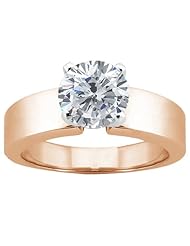 0.75 Ct Round H/I SI1/SI2 Diamond 18K Rose Gold Ring