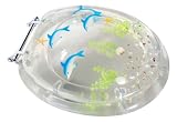 LDR 050 1230CL-DLP Round Resin Toilet Seat with Dolphin Design, Clear