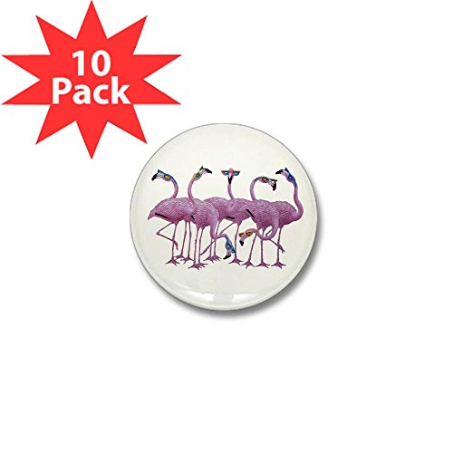 Mini Button (10 Pack) Cool Flamingos with Sunglasses
