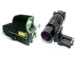 Image Sale Red & Green Dot Tactical UFC551 Rifle Scope +Tactical 3X Magnifier Scope Sight with Flip To Side 20mm Rail Mount Scopes Set