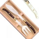 ProPassione Laguiole Fish Carving/Serving Set in Box, light marbled/brass handles, polished, Dimensions: l 27/24 cm