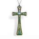 Ayala Bar Timeless Beauty Cross Necklace in Forest Green and Gunmetal Gray #5145AQ ANK ONK