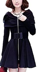 Empire   Waistline Long Sleeves Cotton Above the Knee Little Black Dress/Mini Dress 