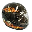 Max603 Black Flames Full Face Motorcycle Helmet Small