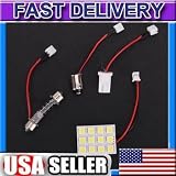 Ultra White Color 2pcs 12 LED Car Interior Lights 12v, 3 Adapter (T10, Ba9s, and Festoon)