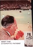 Vintage Postcard of Convertin Ad with Man (Dyspeptic Patient) Eating Hot Dog at Baseball Game (Heartburn, Indigestion, Bloating, Gas)