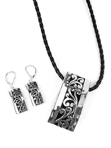 Click here to buy Black Braided Necklace Filigree Pendant and Matching Earrings Jewelry.