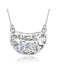 Honeystore Girls Swiss Diamond 925 Sterling Silver White Gold Plated Jequirity Necklace Color White Length 15.9 inch