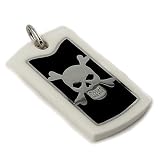 925 Sterling Silver Designo Skull Dog Tag Pendant