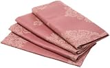 Mahogany Medallion 18-Inch by 18-Inch Dark Rose/Ivory Napkin, Set of 4, Cotton Jacquard