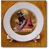 Vintage Halloween Black Cat - 8 Inch Porcelain Plate