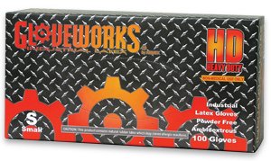 Glove Works Hd Heavy Duty 8 Mil Industrial Latex Power Free, 100 Per Box Size Large