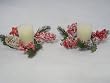 Pack of 2 Iced Pine Cone & Holly Berry Christmas Candle Rings with Candles