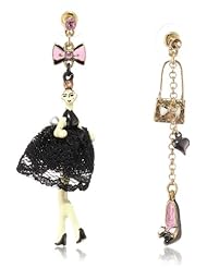 Betsey Johnson "Paris is Always a Good Idea" Paris Girl and Purse Mismatch Drop Earrings