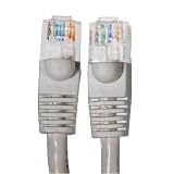 Ethernet Cable, CAT5e - 25 ft Gray - Gold Plated Male to Male Connectors for Base-T Networks