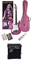 SX GRE1K LH CPK + GA 1565 STCAD Left Handed Pink Extended Electric Guitar Package w/Carry Bag, Instructional DVD, Amp and Strap