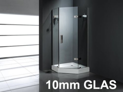 Duschkabine Duschabtrennung 10mm Echtglas Dusche fünfeck W0701 90x90x185