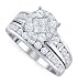 14 KT White Gold Band 1 CTW Diamond Ring Set 14K