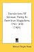 Translations Of German Poetry In American Magazines, 1741-1810 (1905)